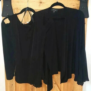 Calvin Klein peekaboo shoulder top R&M Richards open front cardigan Lot Bundle M